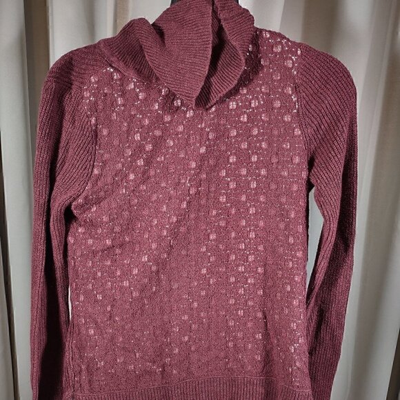 Simply Vera Vera Wang Sweaters - VERA WANG (SIMPLY VERA), BURGUNDY LACE SWEATER, SIZE S